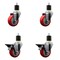 Service Caster 3.5'' Red Poly Wheel Swivel 1-7/8'' Expanding Stem Caster Set 2 Brakes, 4PK SCC-EX20S3514-PPUB-RED-2-PLB-2-178 - alternate 1